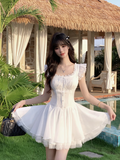 Cute Square Neckline Pleated Cascade Bubble Short Prom Dress Homecoming Dress Quinceanera HZ0319