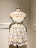 Pretty Spaghetti Straps Sweetheart Neckline Tiered Lace Organza Party Dress Homecoming Dress with Beading Bowknot HZ0319