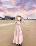 Cute A-Line Spaghetti Straps Lace-up Pleated Seaside Long Birthday Party Dress Women Dress Summer Dress HZ0319