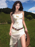Summer Seaside Irrugualr Spaghetti Straps Flower Ruffle Skirt Party Dress Women Dress Summer Dress HZ0319