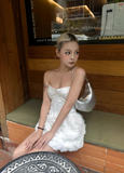 Sexy Sweetheart Neckline Sleeveless 3D Flower Party Evening Dress Short Outfits Skirt Homecoming Dress HZ0319