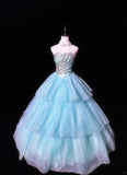 Shiny Strapless Swarovski Crystal Phinestone Tiered Tulle Pleated Ball Gown Evening Dress Prom Dress HZ0319