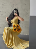Pretty Short Sleeve Sheath Fold Ankle Length Mermaid Dress Summer Dress Party Dress Women Dress HZ0319