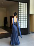 French Chic Halter Pleated Ankle Length Skirt Evening Dress Birthday Party Dress Cocktail Dress HZ0319