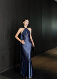 French Chic Halter Pleated Ankle Length Skirt Evening Dress Birthday Party Dress Cocktail Dress HZ0319