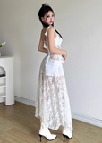 Sexy Irregular Suspenders Ruffle Pleated Hi-lo Dress Women Summer Dress HZ0319