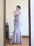 Elegant V-line Lace Hem Mermaid Long Dress Seaside Date Dress Women Summer Skirt HZ0319