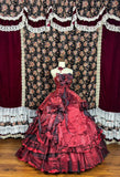 Gorgeous Strapless Flower Crystal Pleated Tiered Ball Gown Birthday Quinceanera Dress Prom Dress Evening Dress HZ0319