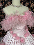 Sweet Off the Shoulder Handmade Flower Pleated Tulle Evening Dress Cocktail Dress Quinceanera Prom Dress HZ0319