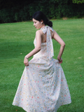 Cute A Line Halter Floral Maxi Dress Summer Vacation Seaside Dress Women Dress HZ0319