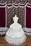 Elegant Strapless Embroidered Flower Beading Lace Pleated Tiered Ball Gown Quinceanera Dress Birthday Dress Prom Dress HZ0319