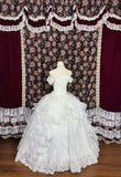 Elegant Off the Shoulder Flower Lace Crystal Ruffle Ball Gown Quinceanera Dress Birthday Dress Prom Dress HZ0319