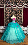 Beauty Strapless Appliques Tiered Tulle Ball Gown Prom Dress Evening Dress Birthday Party Dress HZ0319