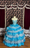 Shiny Sweetheart Neckline Crystal Tiered Flouncing Ball Gown Prom Dress Evening Dress Birthday Party Dress HZ0319