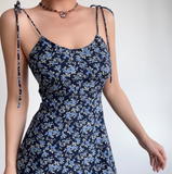 Fashion Spaghetti Straps Print Short Skirt Women Junior Summer Vacation Dress HZ0319