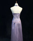 Elegant A Line Halter Satin Prom Dress Evening Dress Birthday Party Dress HZ0319