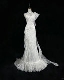 Elegant Asymmetrical Neckline Ruffle Pleated Floor Length Prom Dress Wedding Dress Evening Dress Party Dress HZ0319