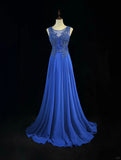 Gorgeous Crew Neck Beading Sequins Pleated Prom Dress Evening Dress Party Dress HZ0319