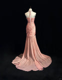 Elegant Halter Pleated Floor Length Prom Dress Evening Dress Party Dress HZ0319