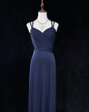 Sexy Spaghetti Straps Appliques Pleated Backless Floor Length Prom Dress Evening Dress Birthday Dress HZ0319