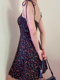Cute A Line Lace up Print Short Skirt Wommen Teenage Girl Summer Vacation Dress HZ0319