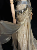 Shiny High Collar Sequins Pleated Floor Length Gown Prom Dress Evening Dress Gala Dress HZ0319