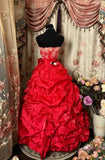 Pretty Prom Dress Strapless Embroidered Pleated Ball Gown Evening Dress Birthday Party Dress HZ0319