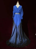 Elegant Prom Dress V-neck Pleated Evening Dress Gala Dress Business Dinner Dress HZ0319