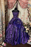 Elegant Prom Dress Strapless Pleated Flower Ball Gown Evening Dress Dancing Dress Sweet 16 Dress HZ0319
