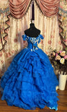 Pretty Prom Dress Sweetheart Flower Ruffle Pleated Ball Gown Evening Dress Gala Dress Masquerade Ball HZ0319