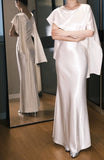 Charming Prom Dress Satin Crew Neck Prom Dress Evening Dress Gala Dress HZ0319