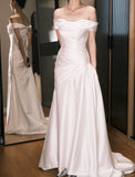 Elegant Prom Dress White Off Shoulder Pleated Prom Dress Evening Dress Gala Dress HZ0319