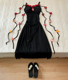 Pretty Prom Dress Black Spaghetti Straps Flower Prom Dress Party Dress HZ0319