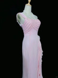 Sweet Prom Dress One Shoulder Ruffle Slit Prom Gown Gala Dress Evening Dresses HZ0319