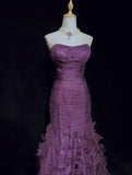 Charming Prom Dress Strapless Pleated Ruffle Gala Dress Evening Dresses Prom Gown HZ0319
