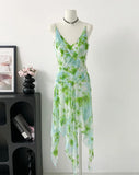 Pretty Prom Dress V-neck Pleated Asymmetrical Hem Prom Gown Party Dresses Dancing Dress HZ0319