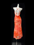 Stunning Women Dress Spaghetti Straps Backless Print Vacation Dress Birthday Party Outfits HZ0319