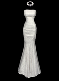 Elegant Prom Dress Strapless Pleated Print Mermaid Gala Dress Evening Dress Prom Gown HZ0319