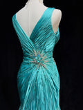 Stunning Prom Dresses V-neck Pleated Mermaid Evening Dress Gala Dress HZ0319