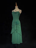Charming Prom Dresses Spaghetti Straps Pleated Ruffle Evening Dress Gala Dress HZ0319