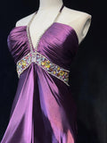 Gorgeous Prom Dresses Halter Crystal Pleated Evening Dress Gala Dress HZ0319