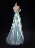Pretty Prom Dresses Spaghetti Straps Pleated Slit Evening Dress Gala Dress Birthday Dress HZ0319
