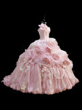 Sweet Prom Dress Strapless Pleated Ball Gown Quinceanera Dress Evening Dress HZ0319
