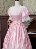 Stunning Prom Dress Pink Square Neck Pleated Lace Evening Dress16th Dress HZ0319