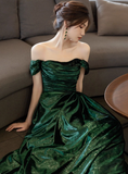 Shiny Prom Dress A Line Off Shoulder Pleated Evening Dress Gala Dress Party Dress HZ0319