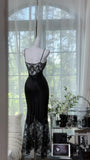 Sexy Prom Dress Black Spaghetti Straps Lace Birthday Party Dress Cocktail Dress HZ0319