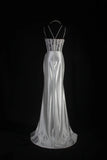 Elegant Prom Dress Spaghetti Straps Slit Pleated Mermaid Evening Dresses Gala Dress HZ0319