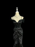 Stunning Prom Dress Black Off Shoulder Pleated Mermaid Evening Dresses Gala Dress HZ0319