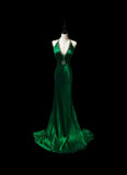 Elegant Prom Dress Dark Green Spaghetti Straps Mermaid Evening Dresses Gala Dress HZ0319