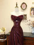 Shiny Prom Dress Strapless Pleated Rose Evening Dress Gala Dress HZ0319